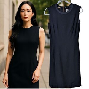 Vintage Reine Wolle exquisit black sheath dress business sleeveless size 38
